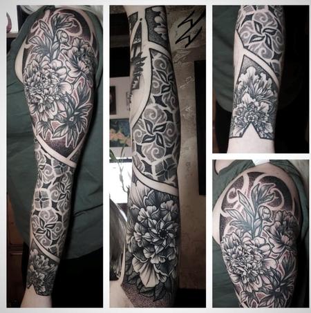 Tattoos - Walt Watts Floral Geometric Sleeve - 144486
